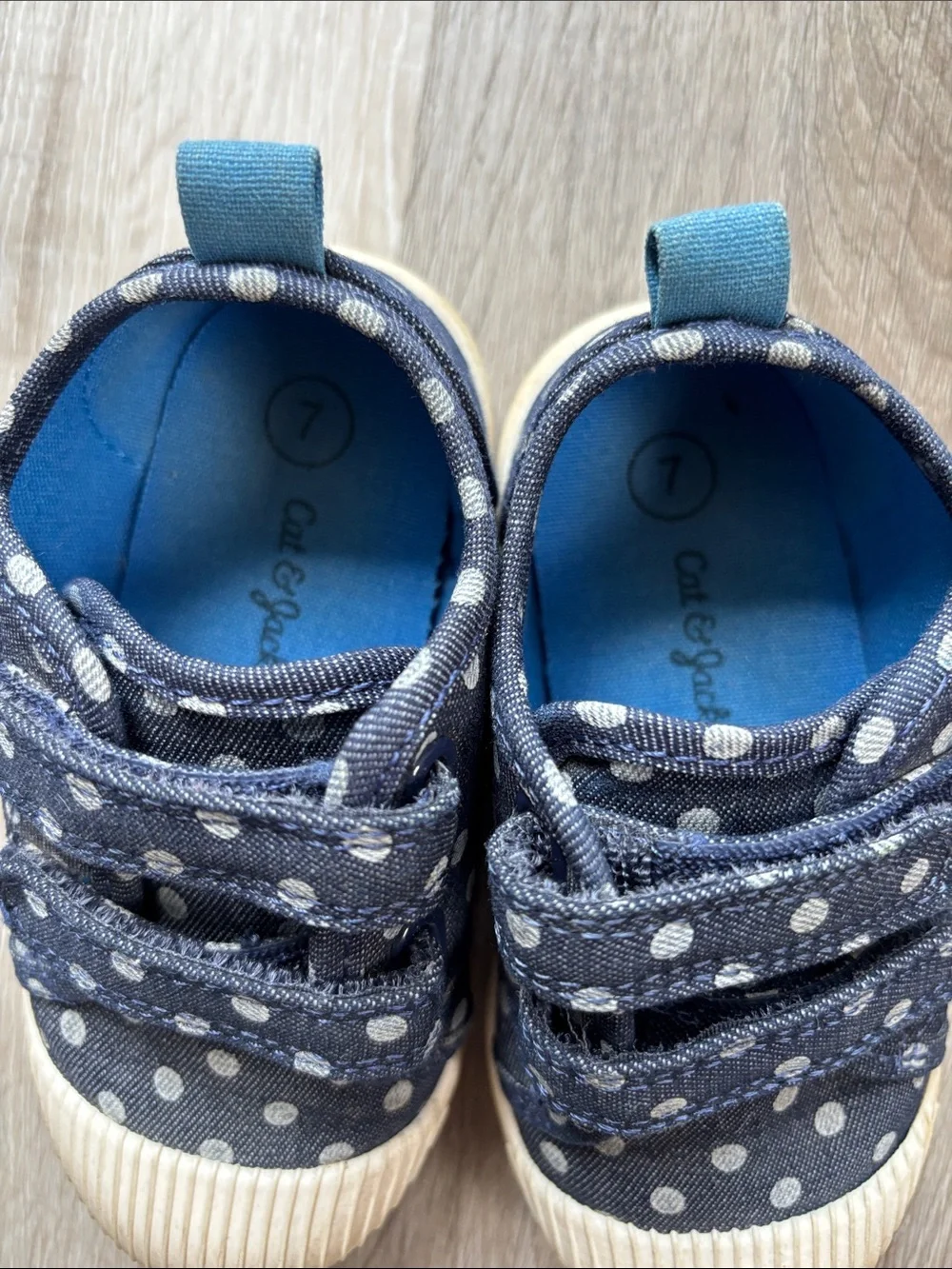 Cat & Jack Navy Polka Dot Hook-and-Loop Toddler Sneakers